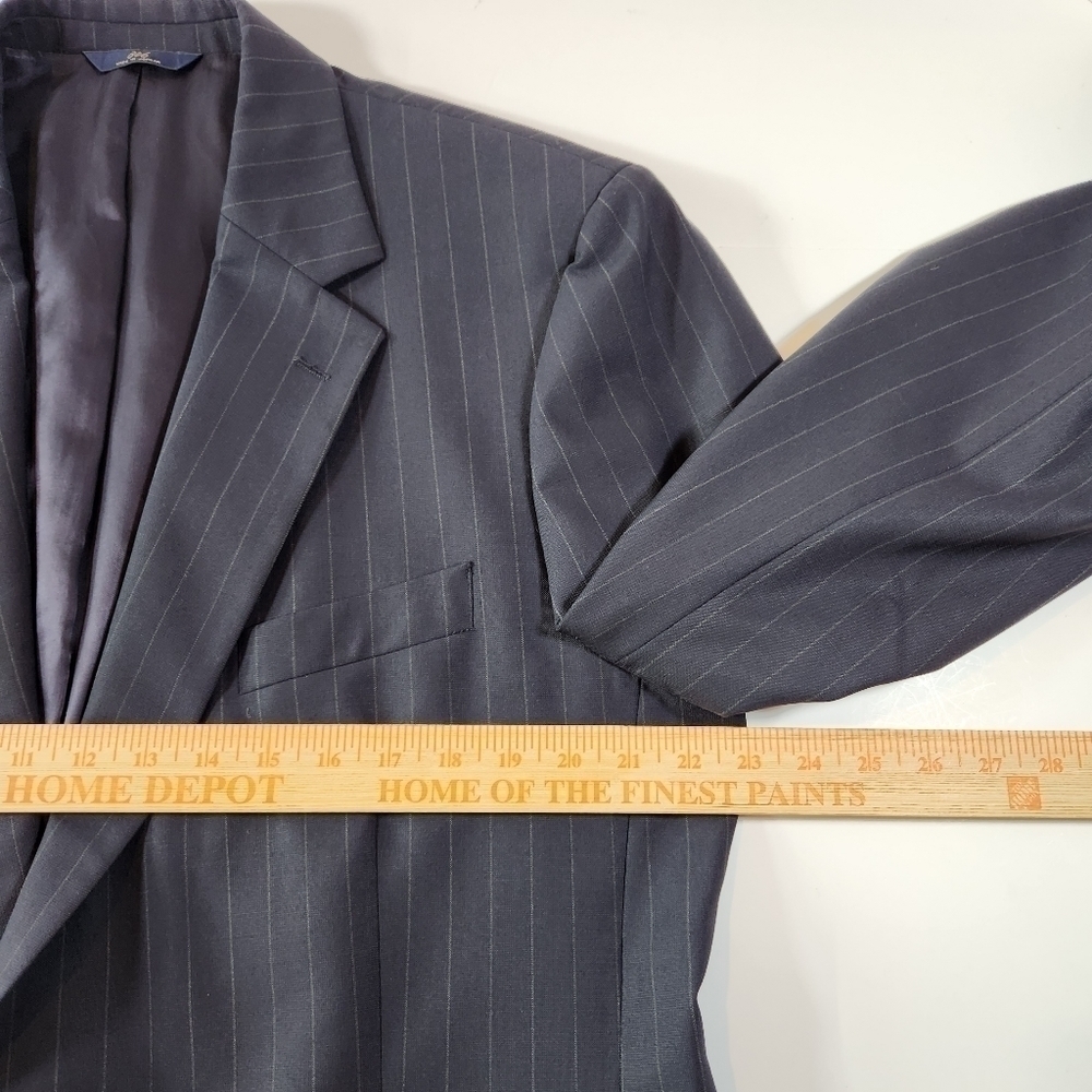 BROOKS Brothers 346 Mens 44L Wool Black Pinstripe Blazer Sport Coat Suit Jacket - Picture 9 of 11